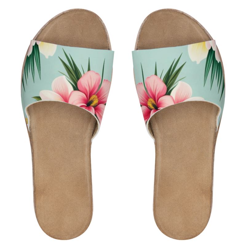 Womens Leather Sliders